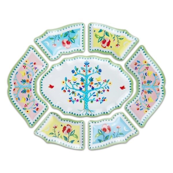 Baci Milano Mamma Mia Ağaç Desenli 7 Parça Meze Tabağı 50 cm x 60 cm