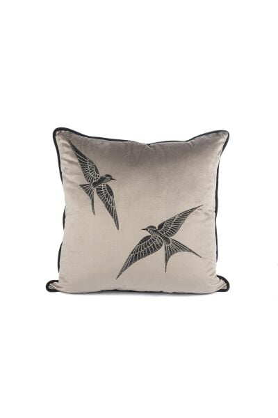 Mikasa Moor Isla Gri Kadife İki Kuş 55x55 Yastık