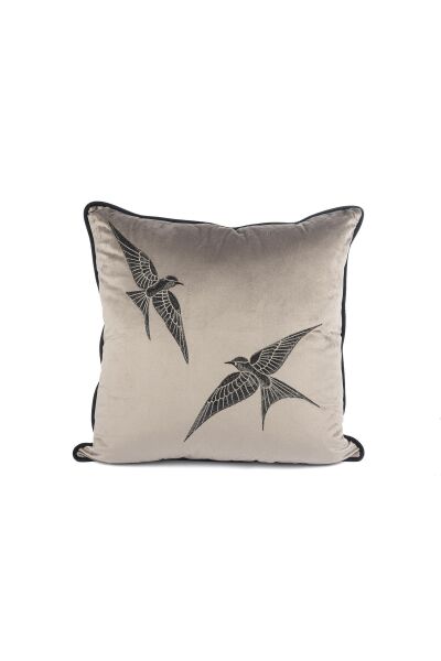 Mikasa Moor Isla Gri Kadife İki Kuş 55x55 Yastık
