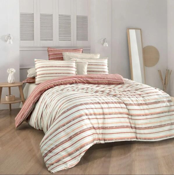 Sarev Rabina Fancy Poplin Nevresim Takımı Taba Tek Kişilik