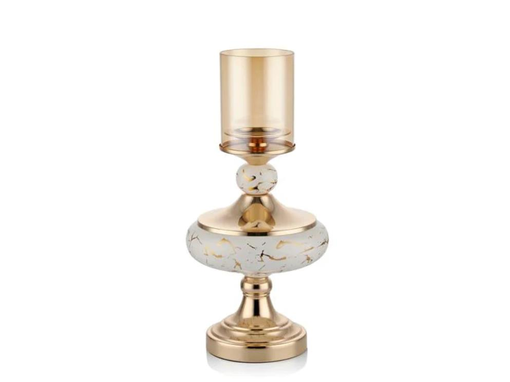 Lamedore Archer Orta Kısmı Geniş White Gold Büyük Boy Mumluk 20 x 20 x 46 Cm