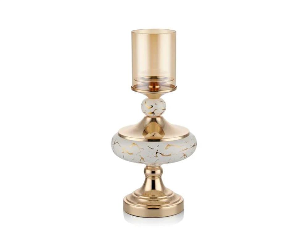 Lamedore Archer Orta Kısmı Geniş White Gold Büyük Boy Mumluk 20 x 20 x 46 Cm