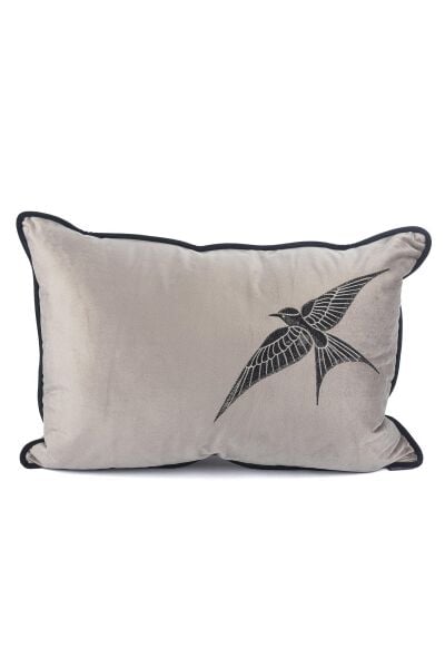 Mikasa Moor Isla Gri Kadife Tek Kuş 40x60 Yastık