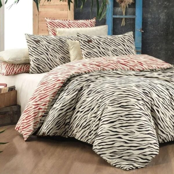 Sarev Grevy Fancy Poplin Nevresim Takımı Bej Çift Kişilik