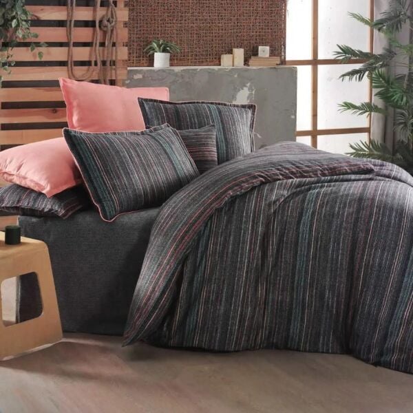 Sarev Jonas Flanel Nevresim Takımı Antrasit Çift Kişilik