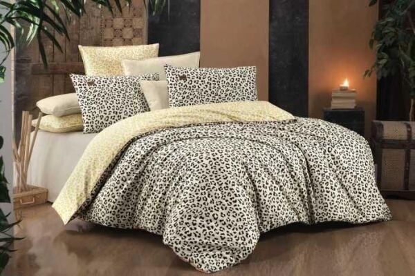 Sarev Pars Fancy Poplin Nevresim Takımı Bej Çift Kişilik