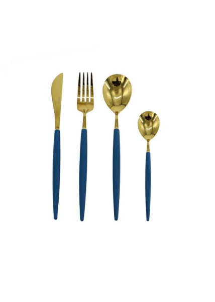 Wanelli Rotti Fx1070 Mavi Gold 24 Parça Çatal Kaşık Bıçak Takımı