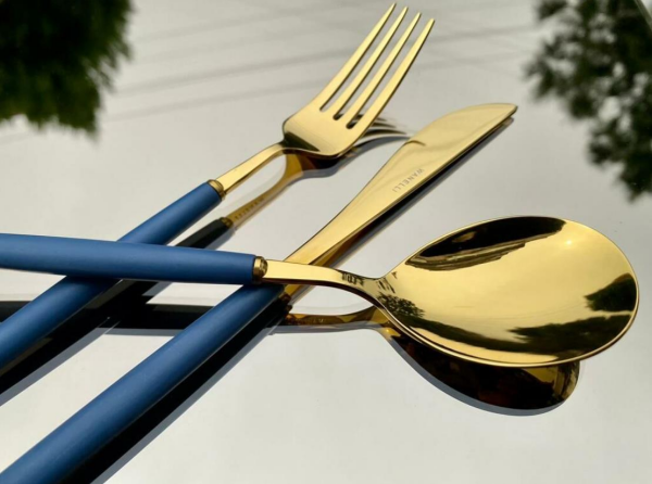 Wanelli Rotti Fx1070 Mavi Gold 24 Parça Çatal Kaşık Bıçak Takımı