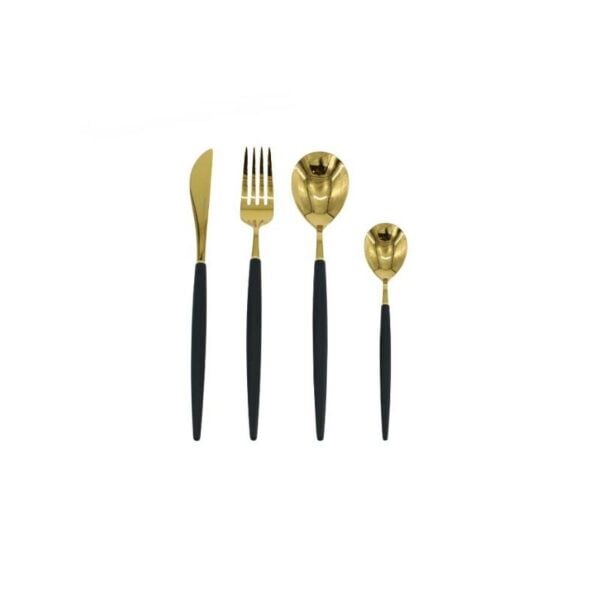 Wanelli Rotti Fx1072 Siyah Gold 24 Parça Çatal Kaşık Bıçak Takımı