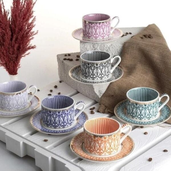 Kosova FNC-08 Bone China 90cc 6 lı Fincan Çiçek/Papatya