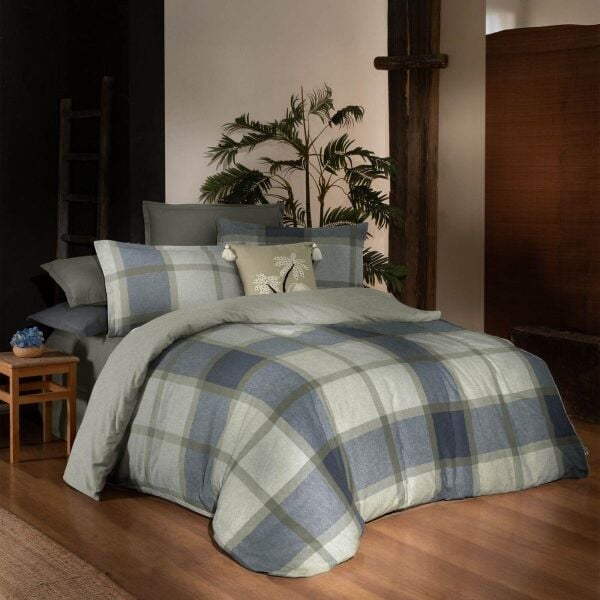 Sarev Gretna Flanel Prıme Nevresim Takımı Çift Kişilik 2yastık Haki