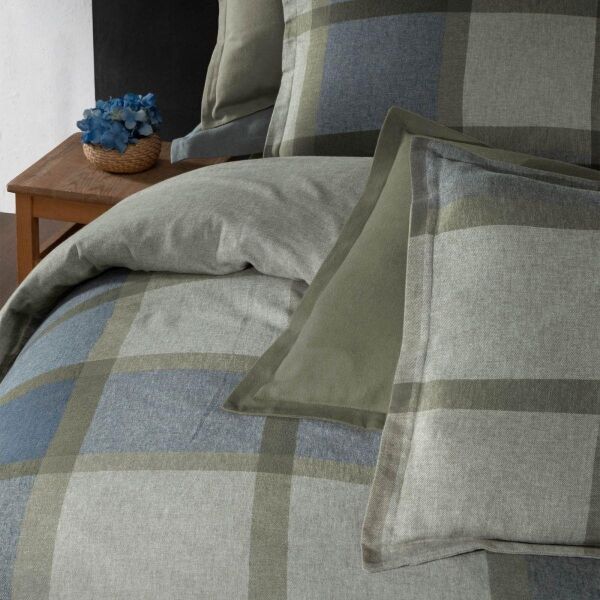 Sarev Gretna Flanel Prıme Nevresim Takımı Çift Kişilik 2yastık Haki