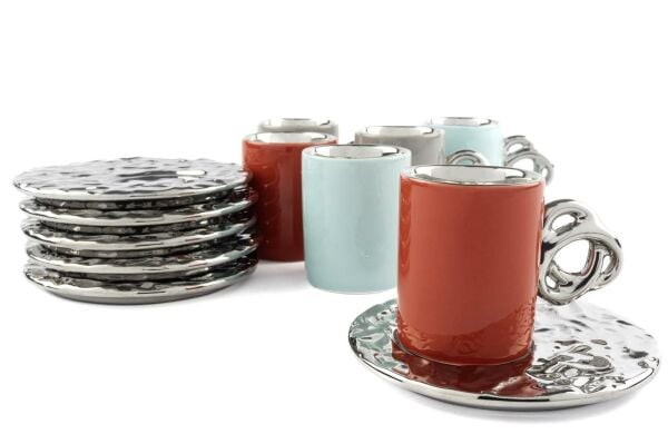 Mikasa Moor Lalin Silver 3 Renkli Asorti Silver 6'lı Kahve Finc