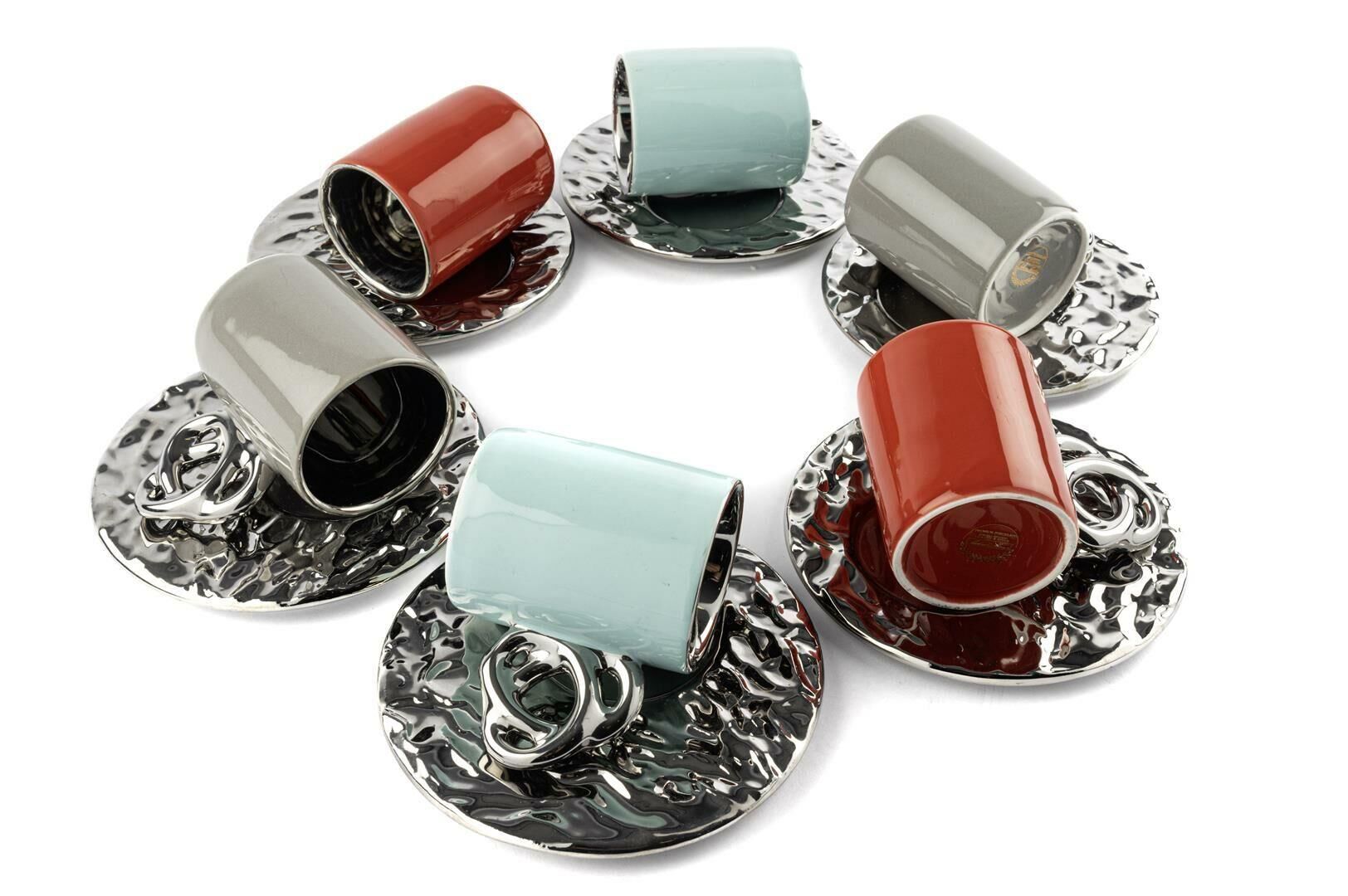 Mikasa Moor Lalin Silver 3 Renkli Asorti Silver 6'lı Kahve Finc