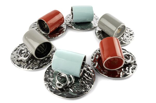 Mikasa Moor Lalin Silver 3 Renkli Asorti Silver 6'lı Kahve Finc