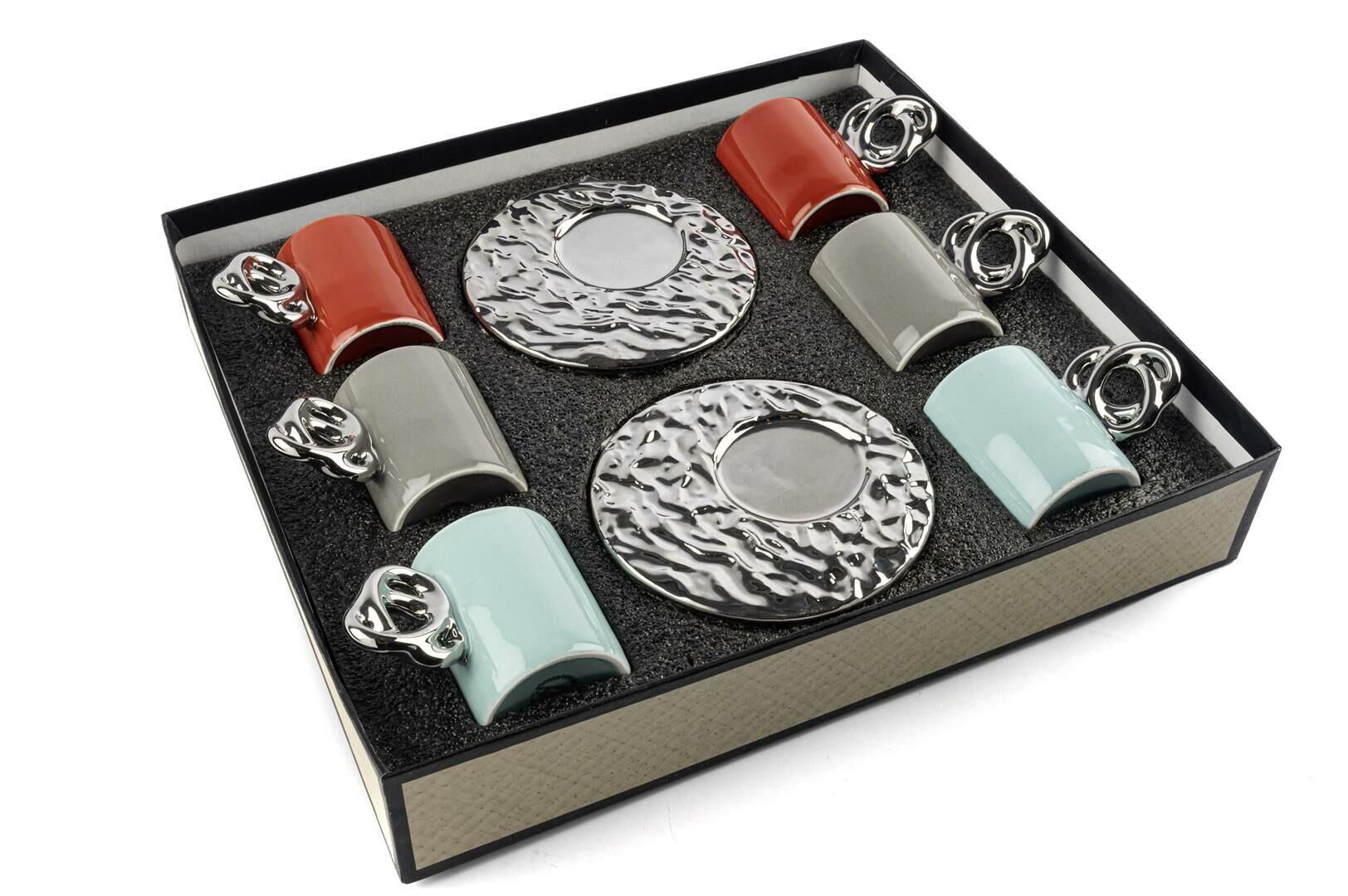 Mikasa Moor Lalin Silver 3 Renkli Asorti Silver 6'lı Kahve Finc