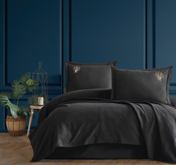 Zebra Casa Sandal Pike Seti Siyah Çift Kişilik