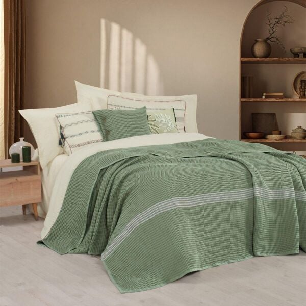 Sarev Polendıa Yatak Örtüsü Çift Kişilik Yeşil