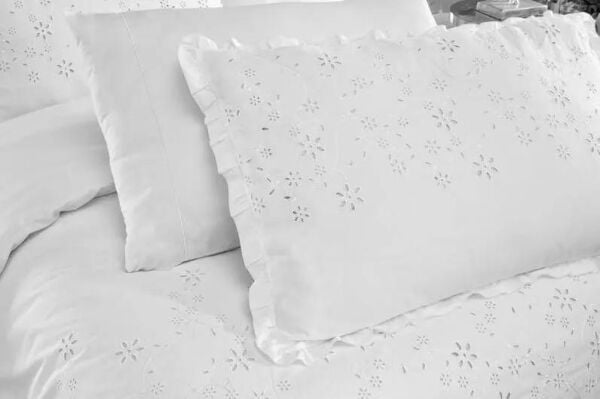 Sarev Peste Percale Nevresim Takımı Beyaz Çift Kişilik