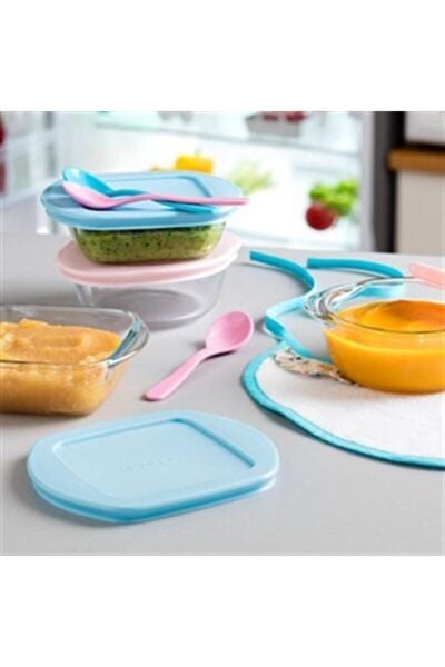 Pyrex 210Pav3/6246 Kare Mavi Kapaklı Saklama Kabı 0.35 Lt