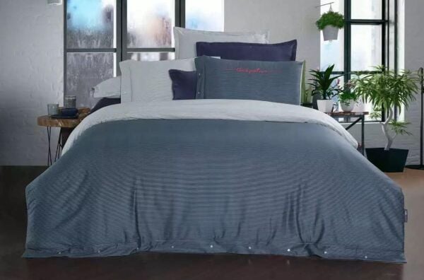 Sarev Adam Saten Nevresim Takımı Mavi Çift Kişilik