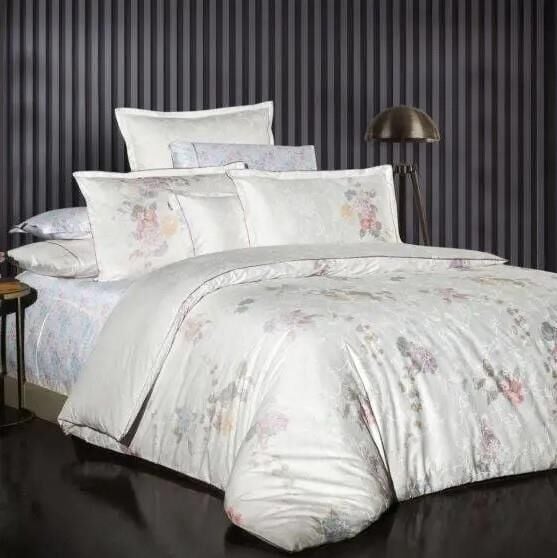 Sarev Mirabel Saten Nevresim Takımı Beyaz Çift Kişilik