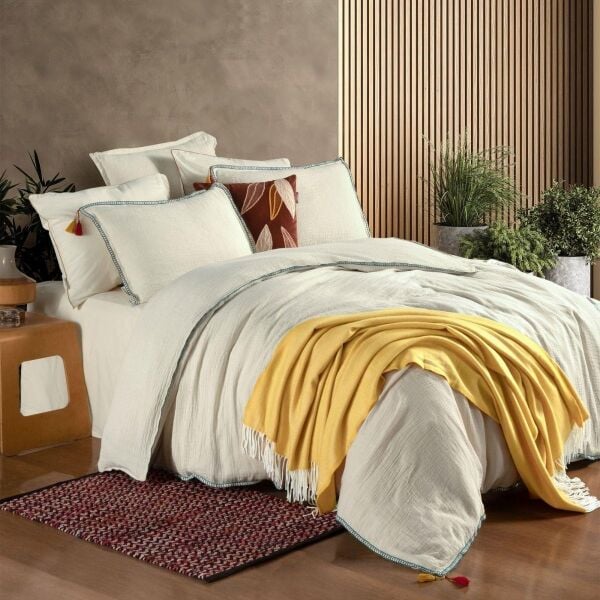 Sarev Mood Comfort Della Nevresim Takımı Çift Kişilik 4 Yastık Ekru