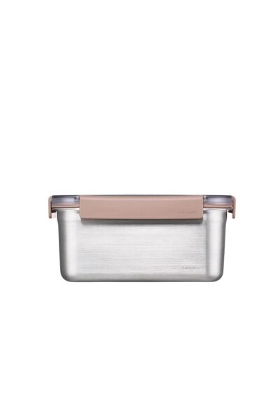 LocknLock Paslanmaz Çelik Fırın & Saklama Kabı Kare Kilitli 1.3 Lt ml -Kahverengi