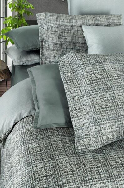 Sarev Arthur Saten Nevresim Takımı Gri Çift Kişilik