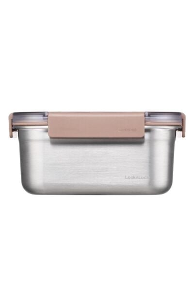 LocknLock Paslanmaz Çelik Fırın & Saklama Kabı Dörtgen Kilitli 1.5 Lt -Kahverengi