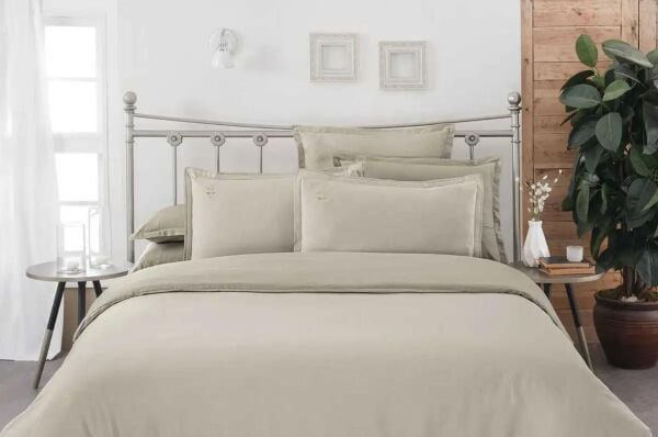 Sarev Olive Armurlu Nevresim Takımı Bej Çift Kişilik