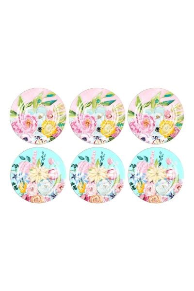 Lucky Art Peony Bone 6lı 27cm Servis Tabağı Seti