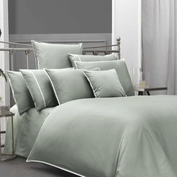 Sarev Sartoria Saten Nevresim Takımı Yeşil Çift Kişilik