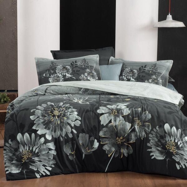 Sarev Lizzie Fancy Poplin Nevresim Takımı Çift Kişilik 2 Yastık-Siyah