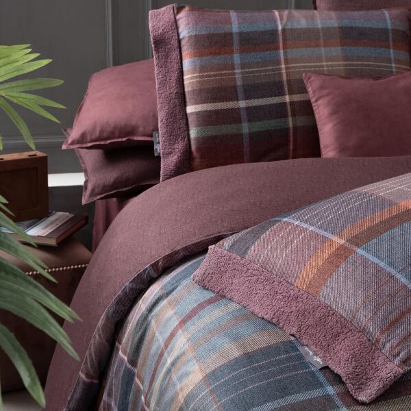 Sarev Kajani Saten Nevresim Takımı Tek Kişilik 2 Yastık-Mürdüm