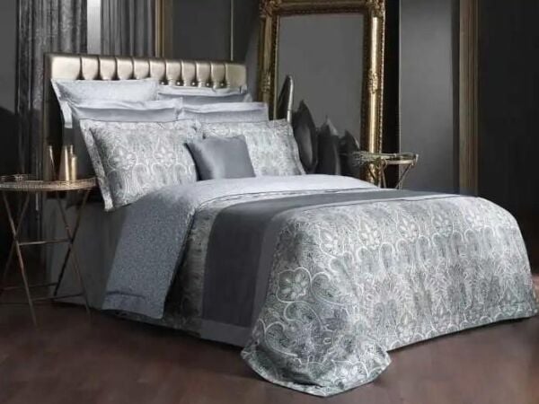 Sarev İsfahan Saten Nevresim Takımı Gri Çift Kişilik