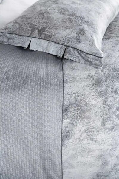 Sarev Tripoli Saten Nevresim Takımı Gri Çift Kişilik