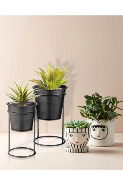 The Mia Çiçeklik Ayaklı Siyah 30 cm