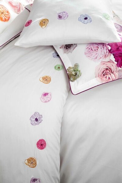 Sarev Misty Saten Nevresim Takımı Beyaz Çift Kişilik