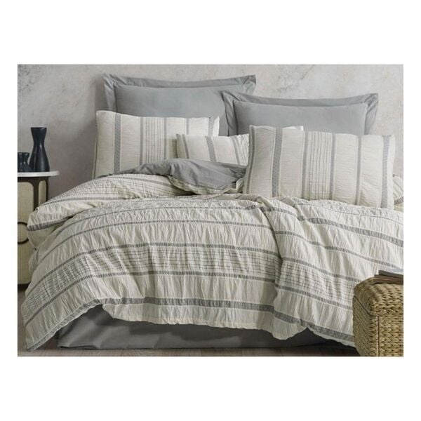 Zebra Casa Natıve Serıes Moena Gri-Grey Naturel Nevresim Takımı