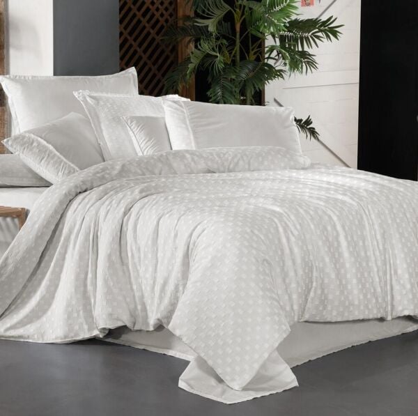 Sarev Marbella Nevresim Takımı Çift Kişilik 4 Yastık-Beyaz