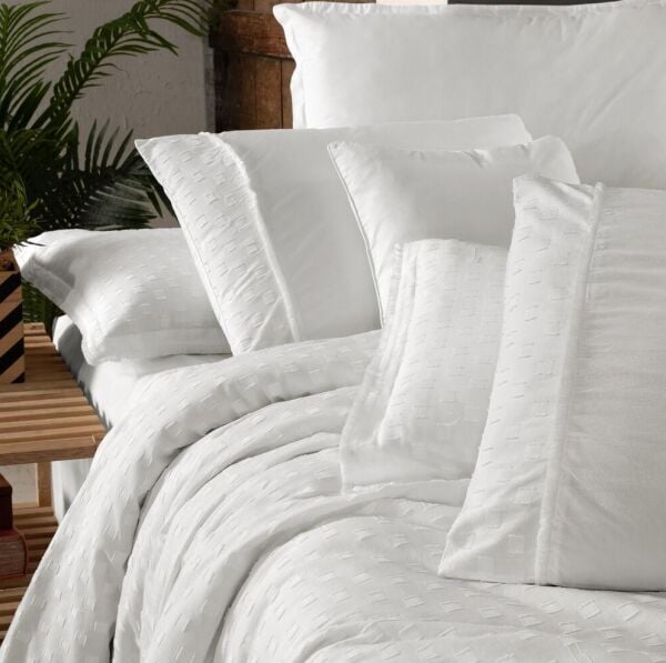 Sarev Marbella Nevresim Takımı Çift Kişilik 4 Yastık-Beyaz