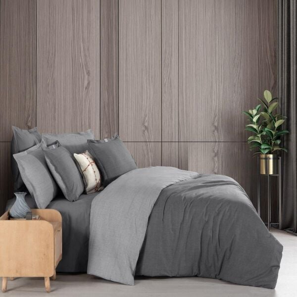 Sarev Solo Tone Rnf Nevresim Takımı Çift Kişilik 2 Yastık Gri