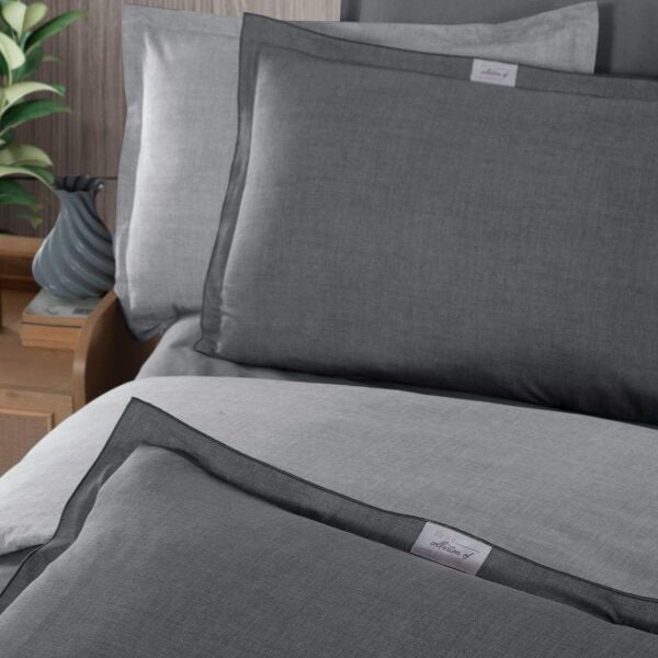 Sarev Solo Tone Rnf Nevresim Takımı Çift Kişilik 2 Yastık Gri