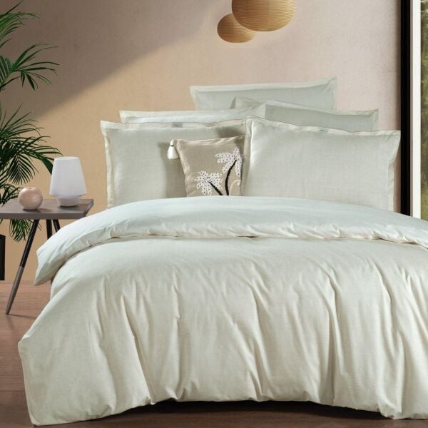 Sarev Solo Tone Rnf Nevresim Takımı Çift Kişilik 2 Yastık Ekru