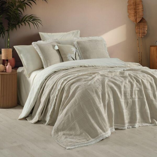 Sarev Rosalıe Yatak Örtüsü Çift Kişilik Bej