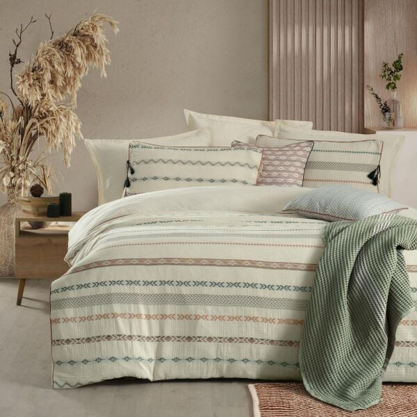 Sarev Mood Comfort Della Nevresim Takımı Çift Kişilik 4 Yastık Ekru