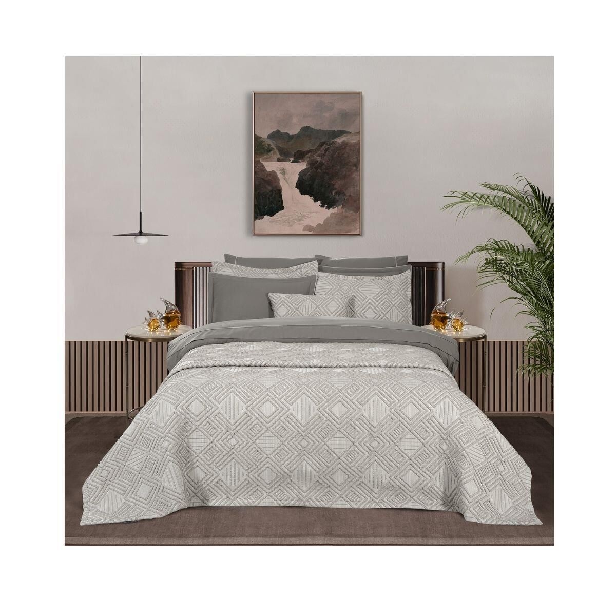 Sarev Ebora Yatak Örtüsü Nevresim Takımı Bej