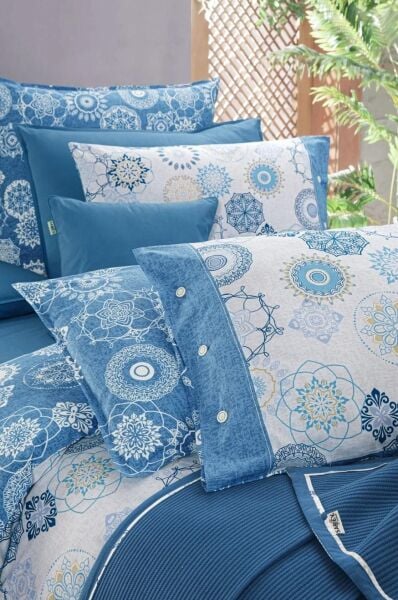 Sarev Eva Bronte Nevresimli Pike Takımı Mavi Tek Kişilik