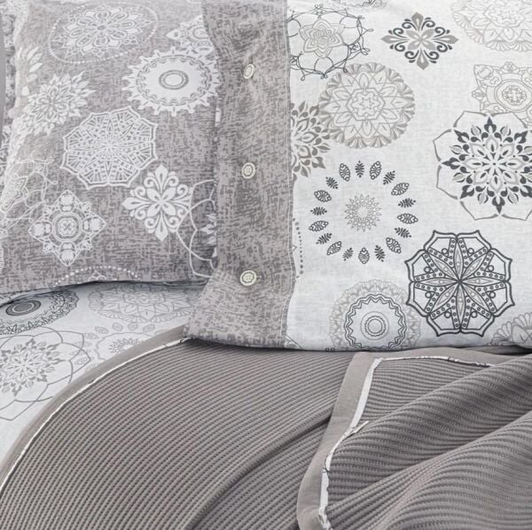 Sarev Eva Bronte Nevresimli Pike Takımı Gri Tek Kişilik